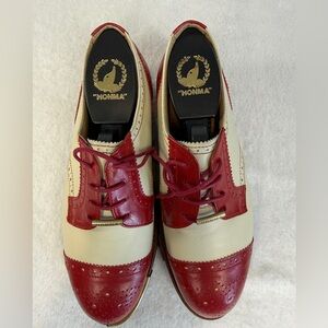 Honma Golf Shoes Woman’s 6 US Japan 23 EEE Triple Wide White & Red Metal Spikes